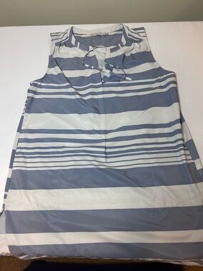 Prana Women’s Sleeveless Striped Dress W/pockets Cream & Sky Blue M